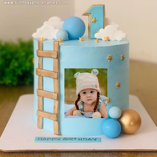 Create a baby girl one year completed birthday cake wishes