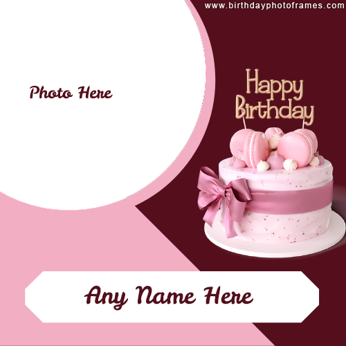 Happy Birthday cake with photo and name pic Edit