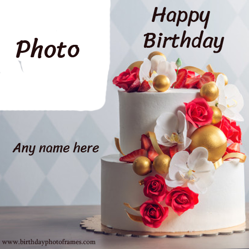 Happy Birthday day Cake with lovely Name and Photo Online Editor